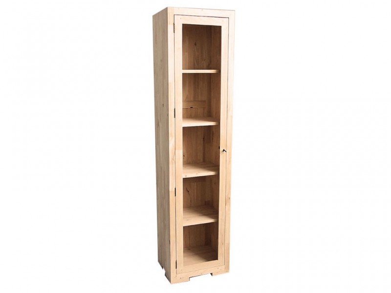 Colonne en bois massif avec porte vitrée Colonne en bois massif avec porte vitrée