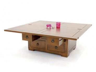 Table basse bois massif vernis miel