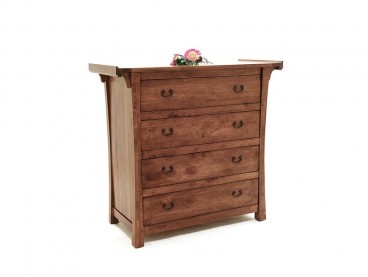 Commode en bois massif vernis foncé