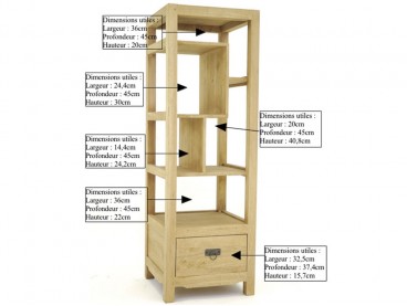 Meuble escalier Ranong en hévéa massif 173 cm - Etagère en bois - Lotuséa