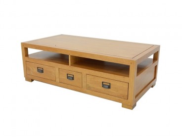 Table basse rectangulaire, vernis naturel