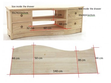 Dimension meuble télé en hévéa brut