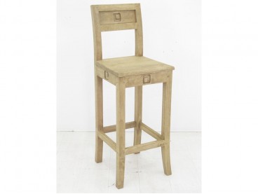 Chaise de bar hauteur d'assise 72 cm en bois d'hévéa, Finition Huilé Naturel