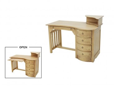 Bureau Sinja en bois d'hévéa massif 124 cm