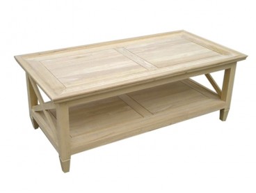 Table basse 120 x 60 cm en bois massif, Finition Brut