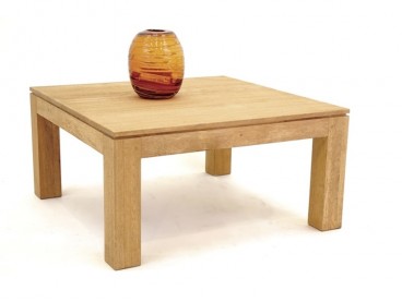 Table de salon 80x80 cm en bois d'hévéa, Finition Huilé Naturel