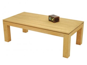 Table basse rectangulaire en hévéa massif, Finition Huilé Naturel