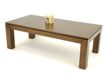 Table basse contemporaine en bois massif, Finition Vernis Foncé