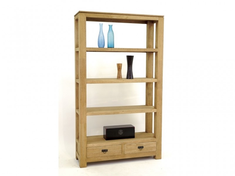 Bibliothèque en hévéa massif, Finition Huilé Naturel Bibliothèque en hévéa massif, Finition Huilé Naturel