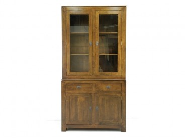 Buffet vaisselier Bangkok en bois foncé 2 vitrines