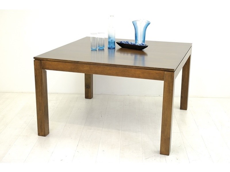 Table de repas carrée en hévéa massif, Finition Vernis Foncé Table de repas carrée en hévéa massif, Finition Vernis Foncé