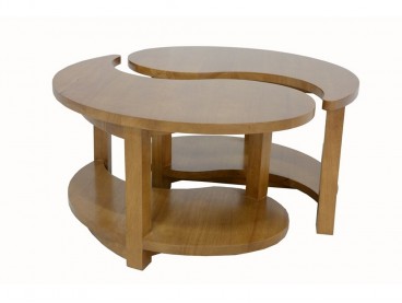 Table basse ronde en bois massif, Finition Vernis Naturel