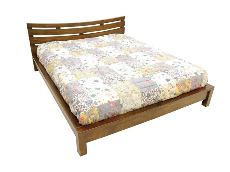 Lit en hévéa massif, Finition Vernis Foncé