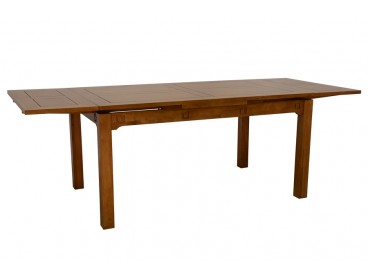 Table de repas avec 2 allonges en bois massif, Finition Vernis Miel