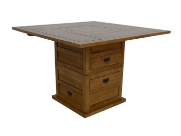 Table rehaussable 110 x 110 cm en bois massif