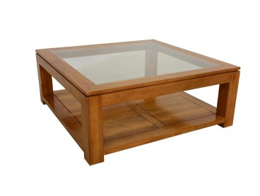 Table basse Bangkok 100*100 cm plateau en verre