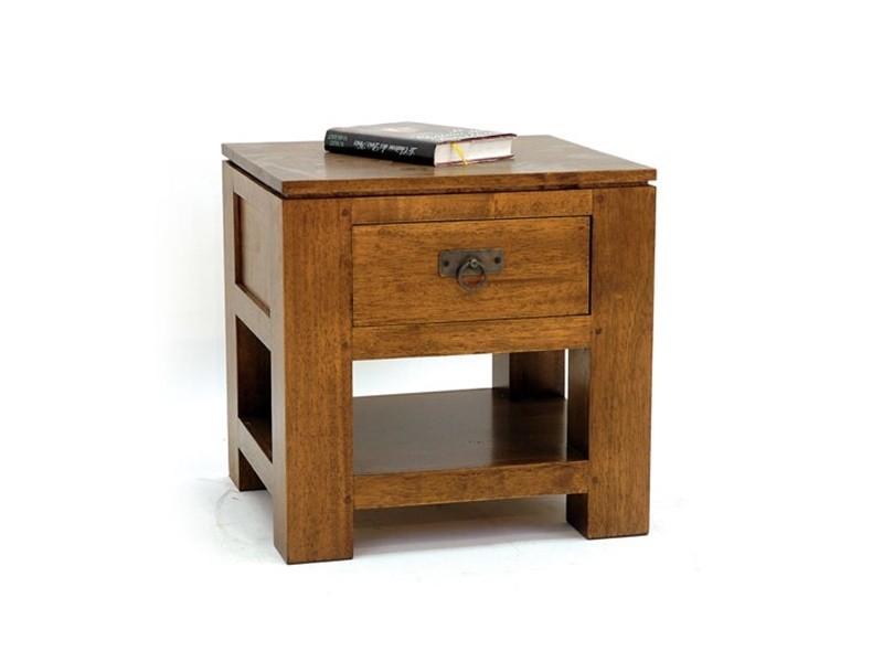 Chevet 45 cm en hévéa massif, Finition Vernis Foncé