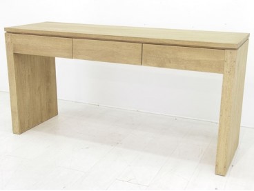 Console 3 tiroirs 152 cm en bois d'hévéa brut