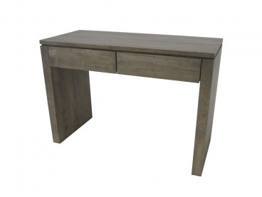 Console 2 tiroirs 109 cm en bois massif, Finition Huilé Gris