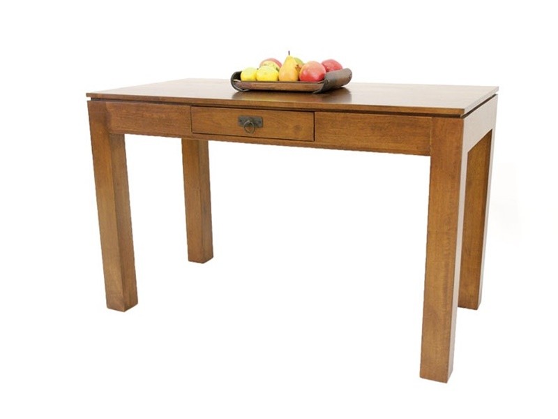 Bureau avec 1 tiroir en hévéa massif, Finition Vernis Miel