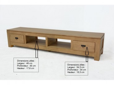 Meuble TV Bangkok en bois, huilé naturel