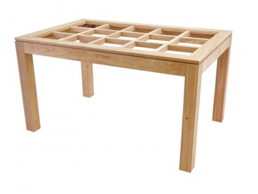 Table de repas vitrée style contemporain en bois d'hévéa brut