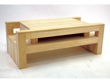 Table basse 110 x 60 cm en bois massif, Finition Huilé Naturel
