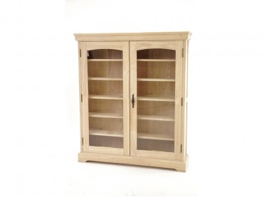 Vitrine 95 cm en bois d'hévéa brut