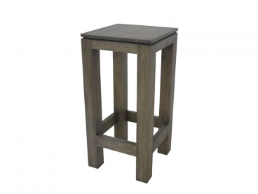 Tabouret de bar hauteur 70 cm en bois massif, Finition Huilé Gris