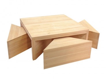 Table basse Ranong 110x110 en bois massif brut