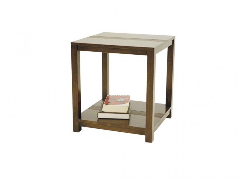 Bout de canapé en hévéa massif, Finition Vernis Foncé