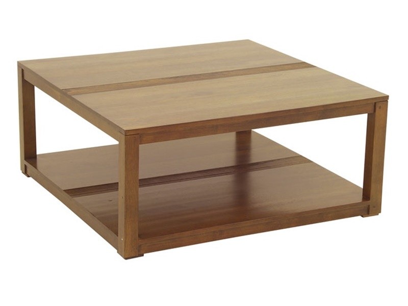 Table basse carrée 90 x 90 cm en hévéa massif, Finition Vernis Foncé Table basse carrée 90 x 90 cm en hévéa massif, Finition Vernis Foncé