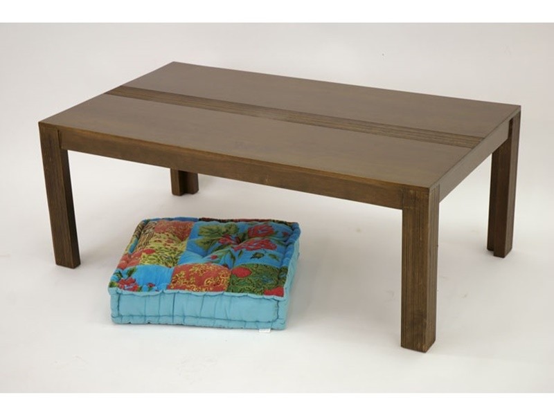 Table basse en hévéa massif, Finition Vernis Foncé Table basse en hévéa massif, Finition Vernis Foncé