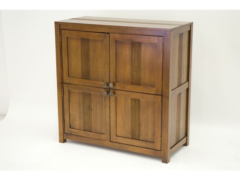 Buffet 100 cm en hévéa massif, Finition Vernis Foncé