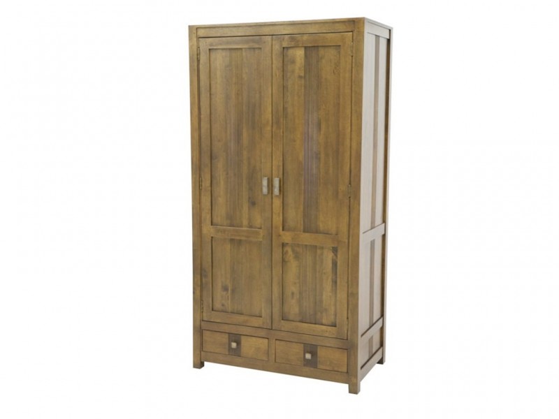 Penderie 100 cm en hévéa massif, Finition Vernis Foncé Penderie 100 cm en hévéa massif, Finition Vernis Foncé