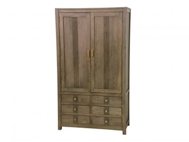 Armoire style colonial en bois massif, Finition Huilé Foncé