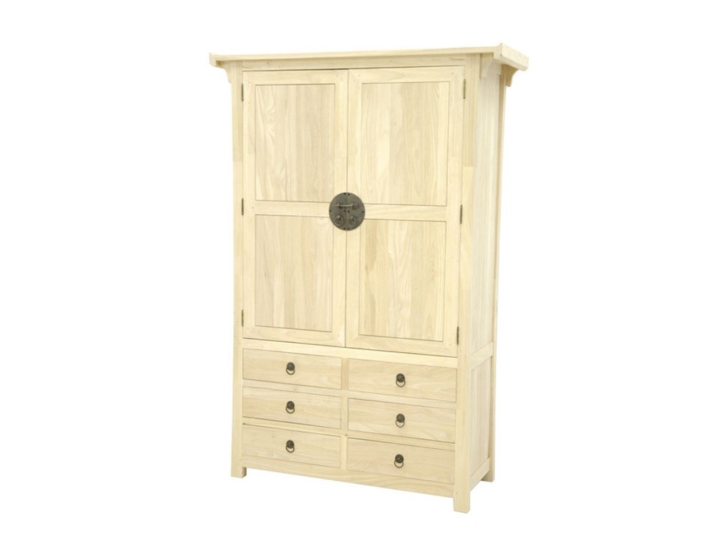 Armoire Yala3 en hévéa massif. Meuble en bois massif pour la chambre. Meuble en bois massif Lotuséa