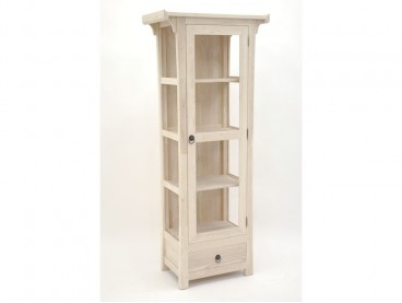 Colonne vitrée style asiatique en bois d'hévéa brut