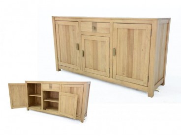 Dressoir 1 tiroir 3 portes en bois massif, Finition Huilé Naturel