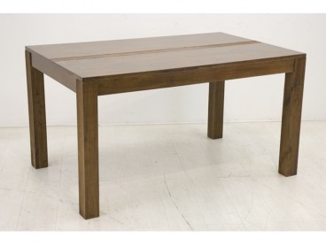 Table de repas rectangulaire 140 x 90 cm en hévéa massif, Finition Vernis Foncé