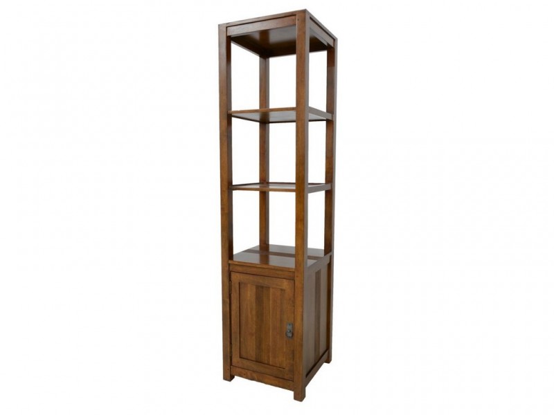 Colonne 45cm avec 1 porte en hévéa massif, Finition Vernis Foncé Colonne 45cm avec 1 porte en hévéa massif, Finition Vernis Foncé