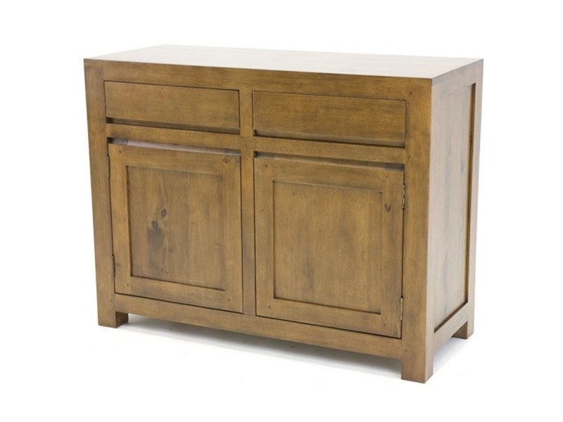 Buffet 110 cm en hévéa massif, Finition Vernis Foncé