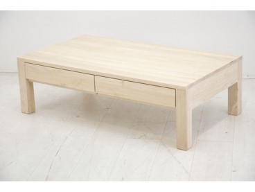 Table basse style contemporain en bois d'hévéa brut