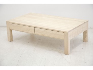 Table basse style contemporain en bois d'hévéa brut