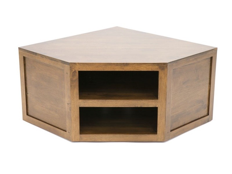 Meuble d'angle en hévéa massif, Finition Vernis Foncé Meuble d'angle en hévéa massif, Finition Vernis Foncé