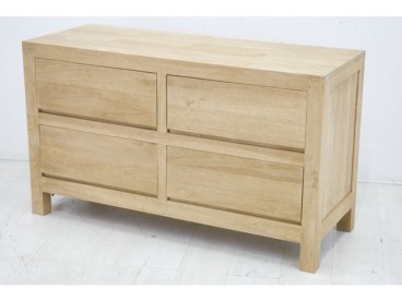 Commode 130 cm en bois massif, Finition Huilé Naturel Vernis