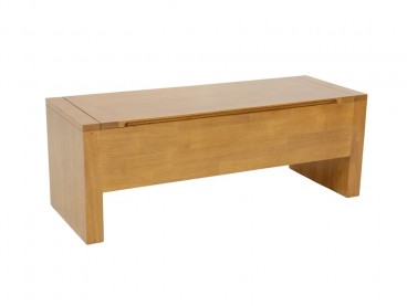 Coffre de lit en bois massif, finition vernis naturel