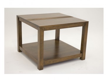 Table basse carrée en hévéa massif, Finition Vernis Foncé