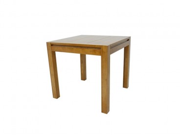 Table de repas carrée style colonial en bois massif, Finition Vernis Naturel