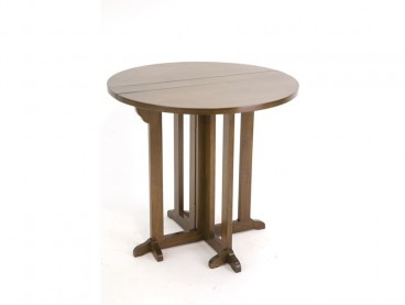 Table ronde 80 cm de diamètre en hévéa massif, Finition Vernis Foncé